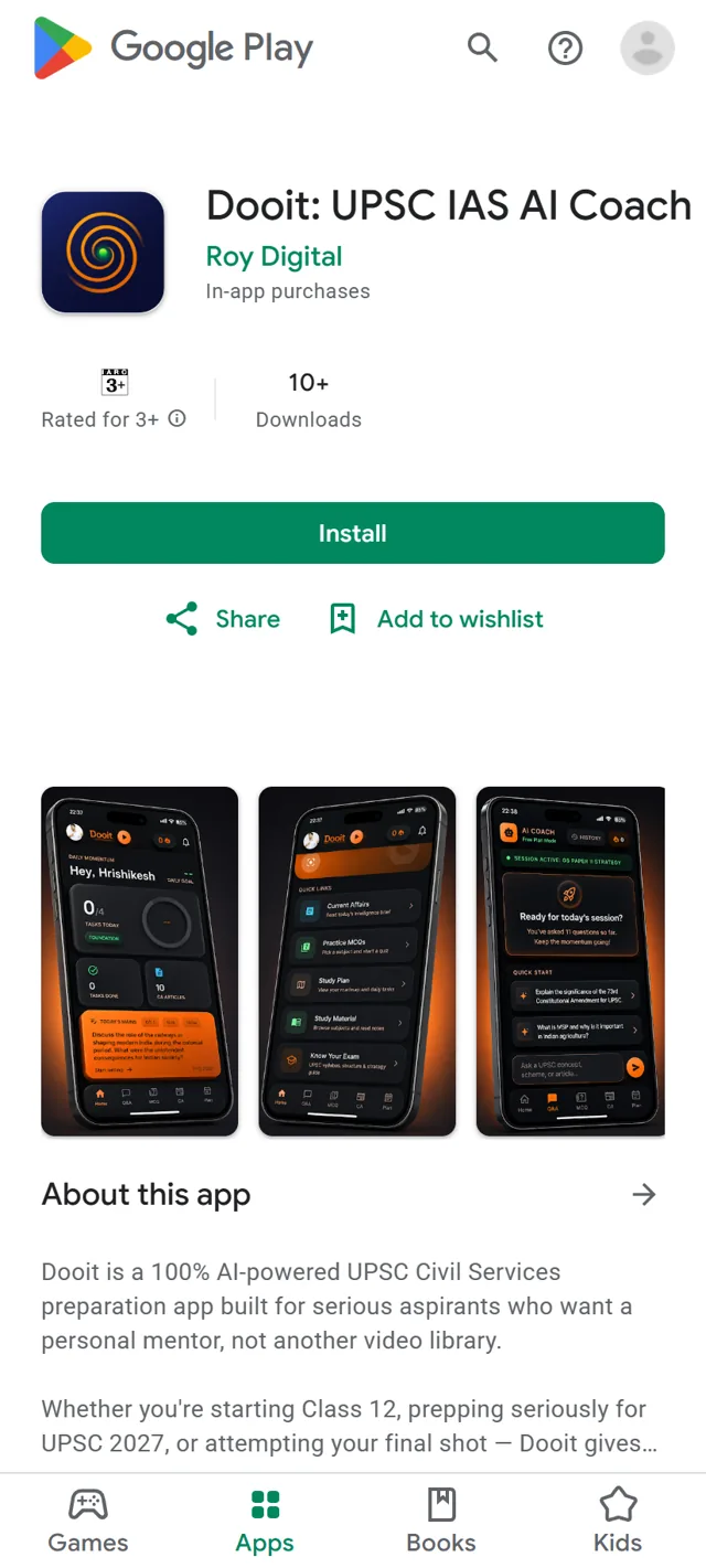 Dooit listing in the Google Play Store with the Install button